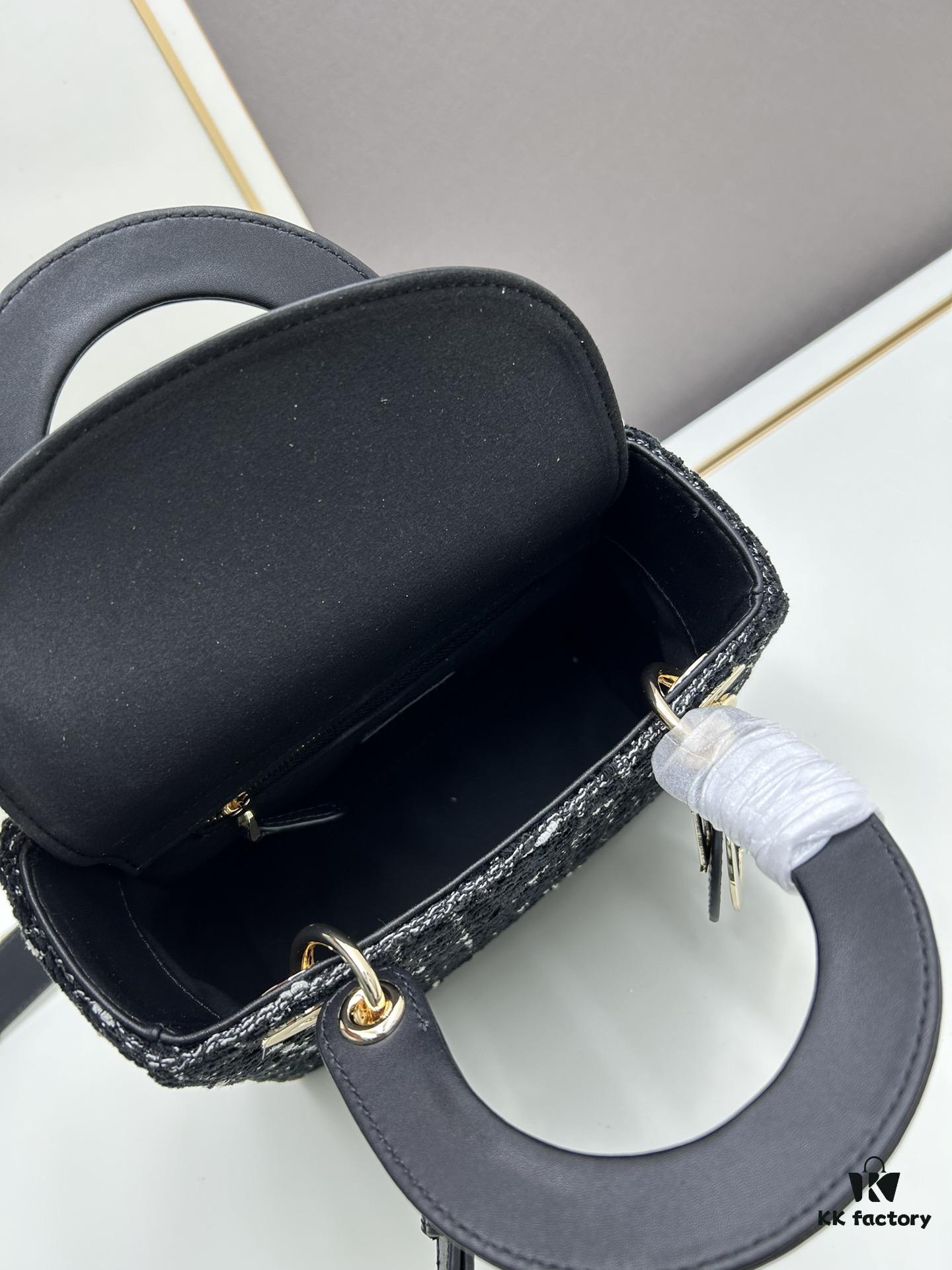 Ilady dio.r Black Canvas and Leather Handbag with Adjustable Strap