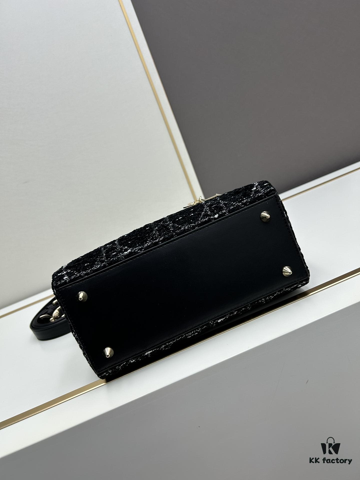 Ilady Dior Coarse Houndstooth Canvas and Leather Handbag with Adjustable Strap