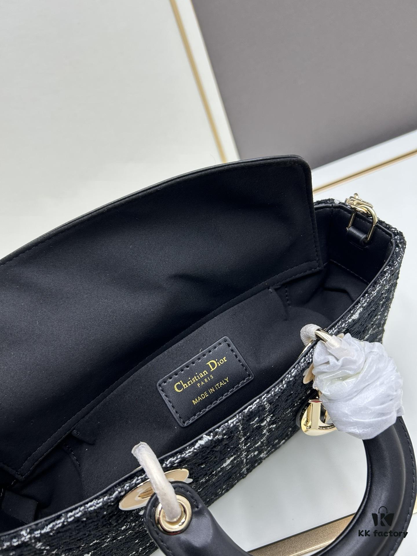 Ilady Dior Coarse Houndstooth Canvas and Leather Handbag with Adjustable Strap