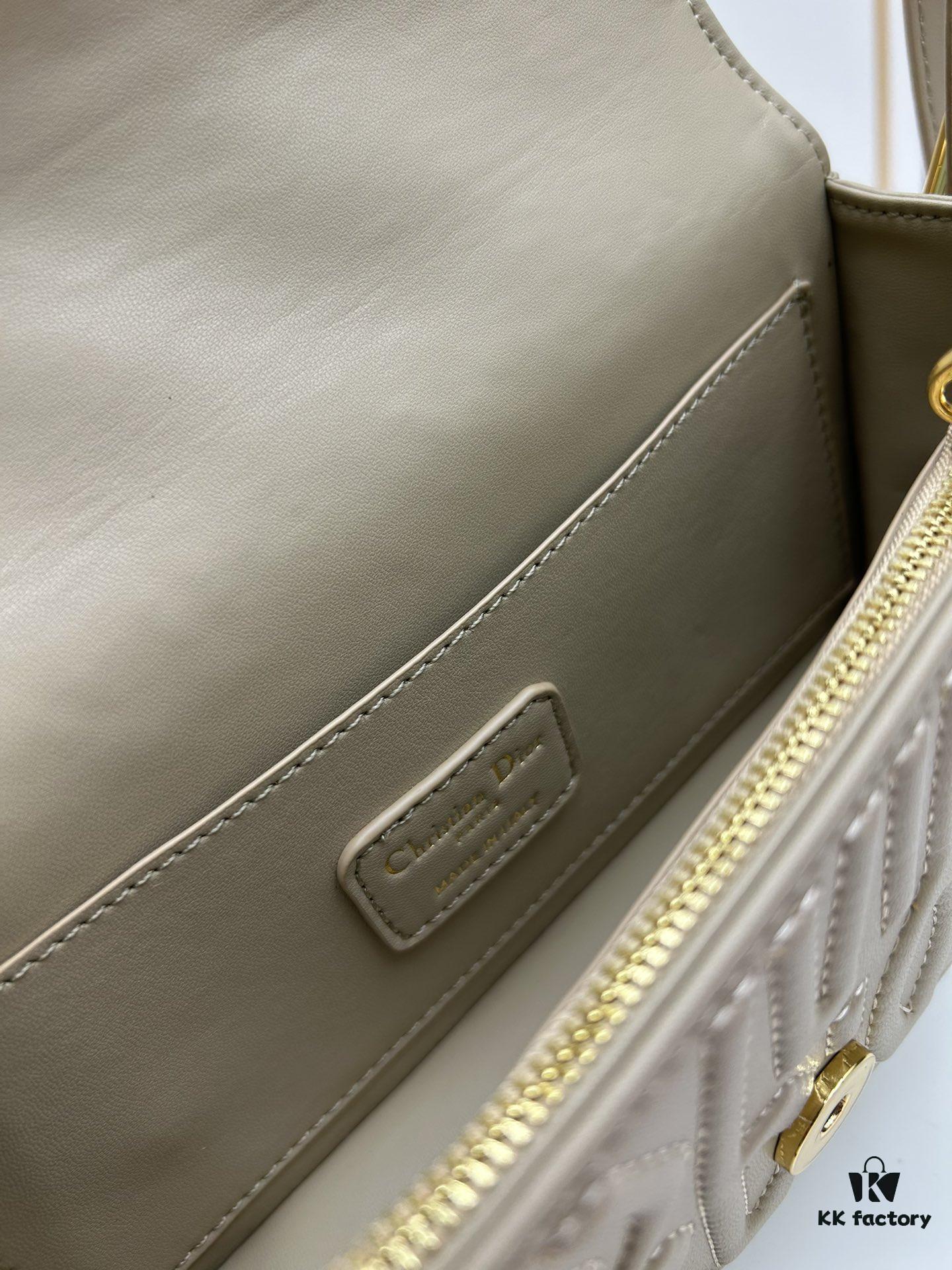 Miss Dior Quilted Calfskin Shoulder Bag in Cream White – 2024 Winter Ready-to-Wear Collection