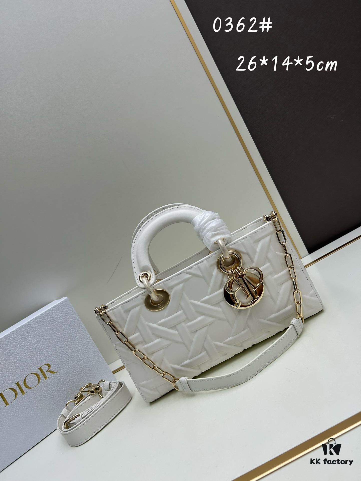 Dior Lady D-Joy Handbag in Black Embossed Calfskin with Cannage Pattern - Medium Size