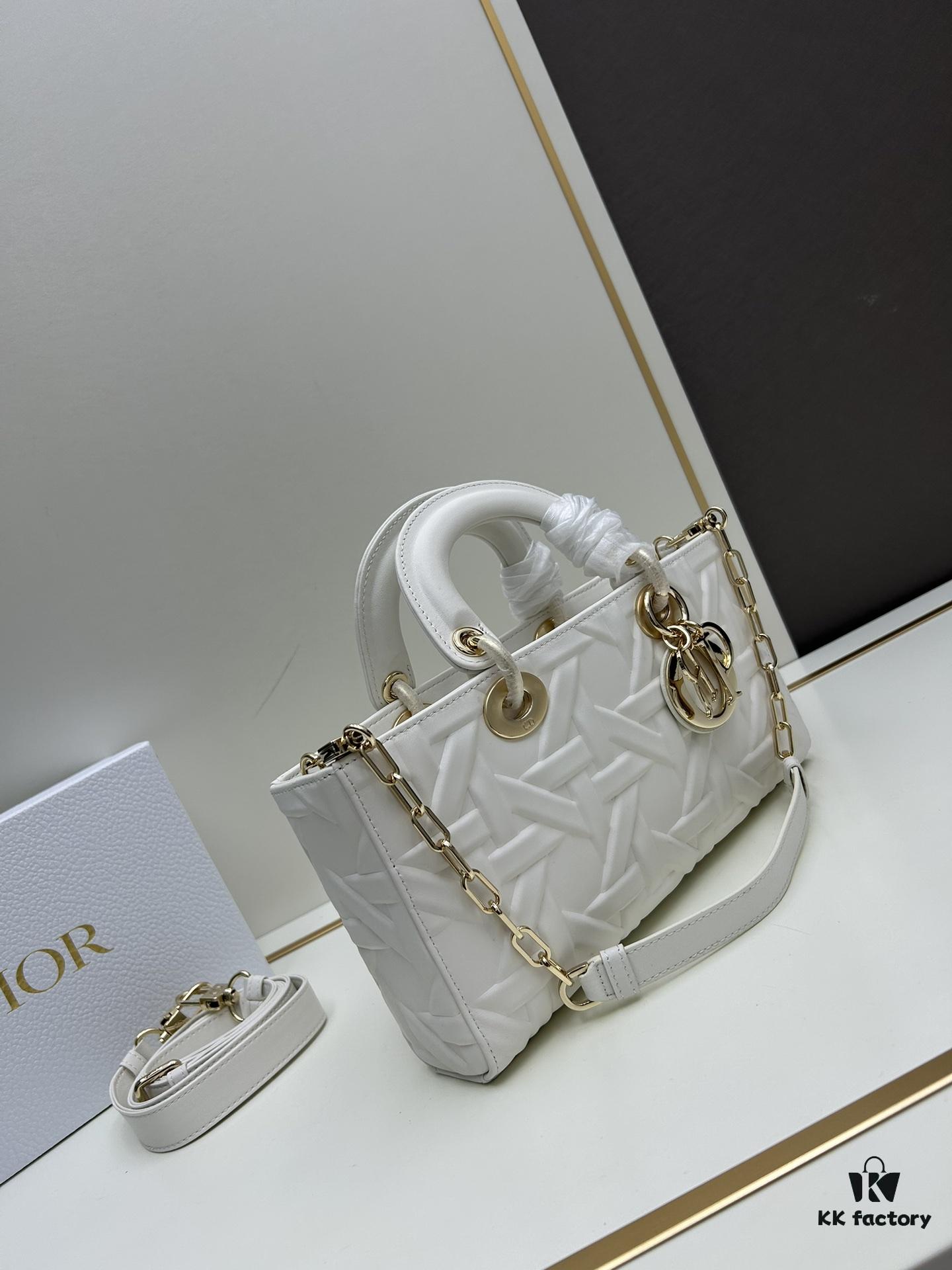 Dior Lady D-Joy Medium Handbag in Black Embossed Calfskin with Cannage Pattern