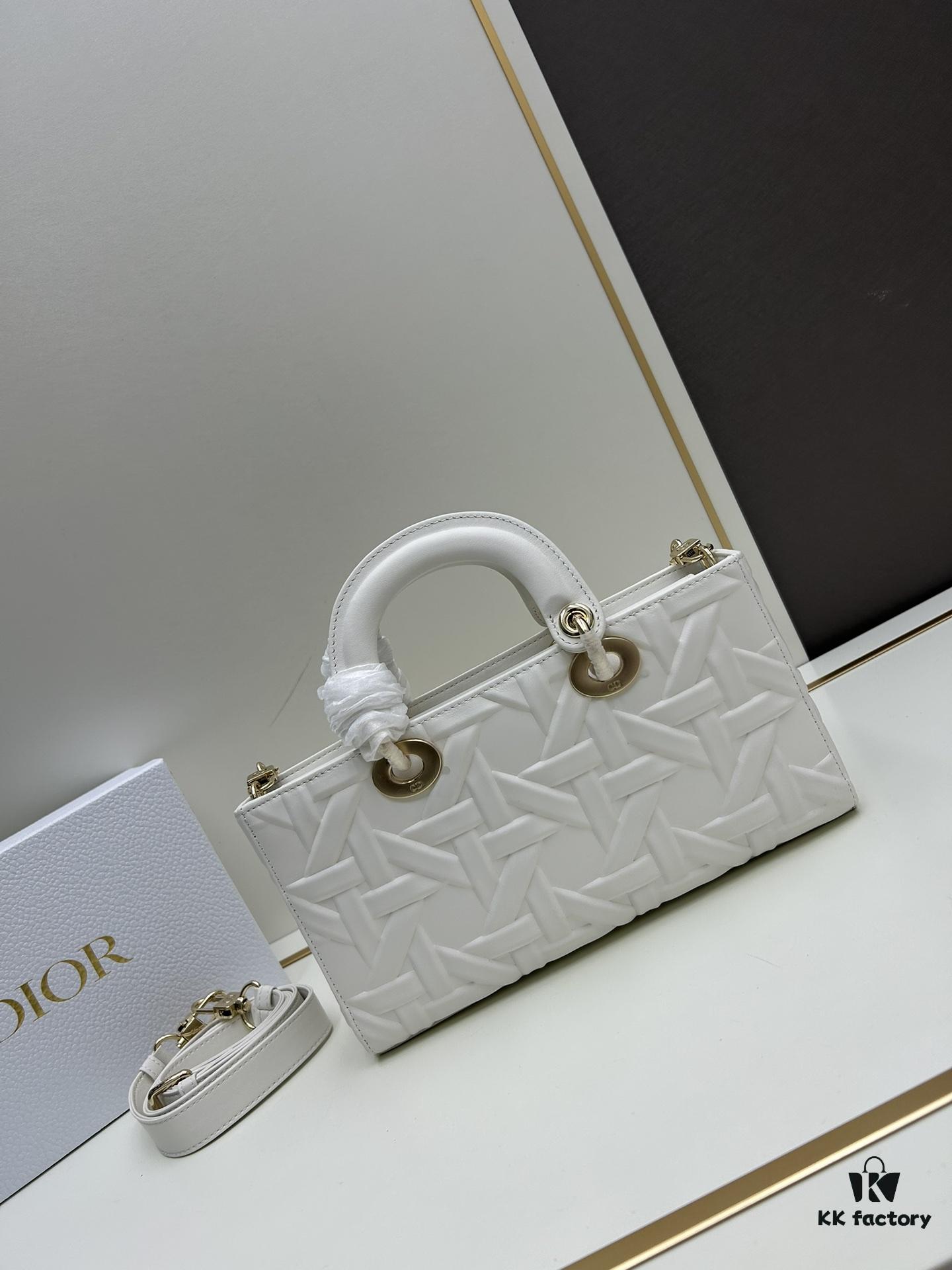 Dior Lady D-Joy Medium Handbag in Black Embossed Calfskin with Cannage Pattern