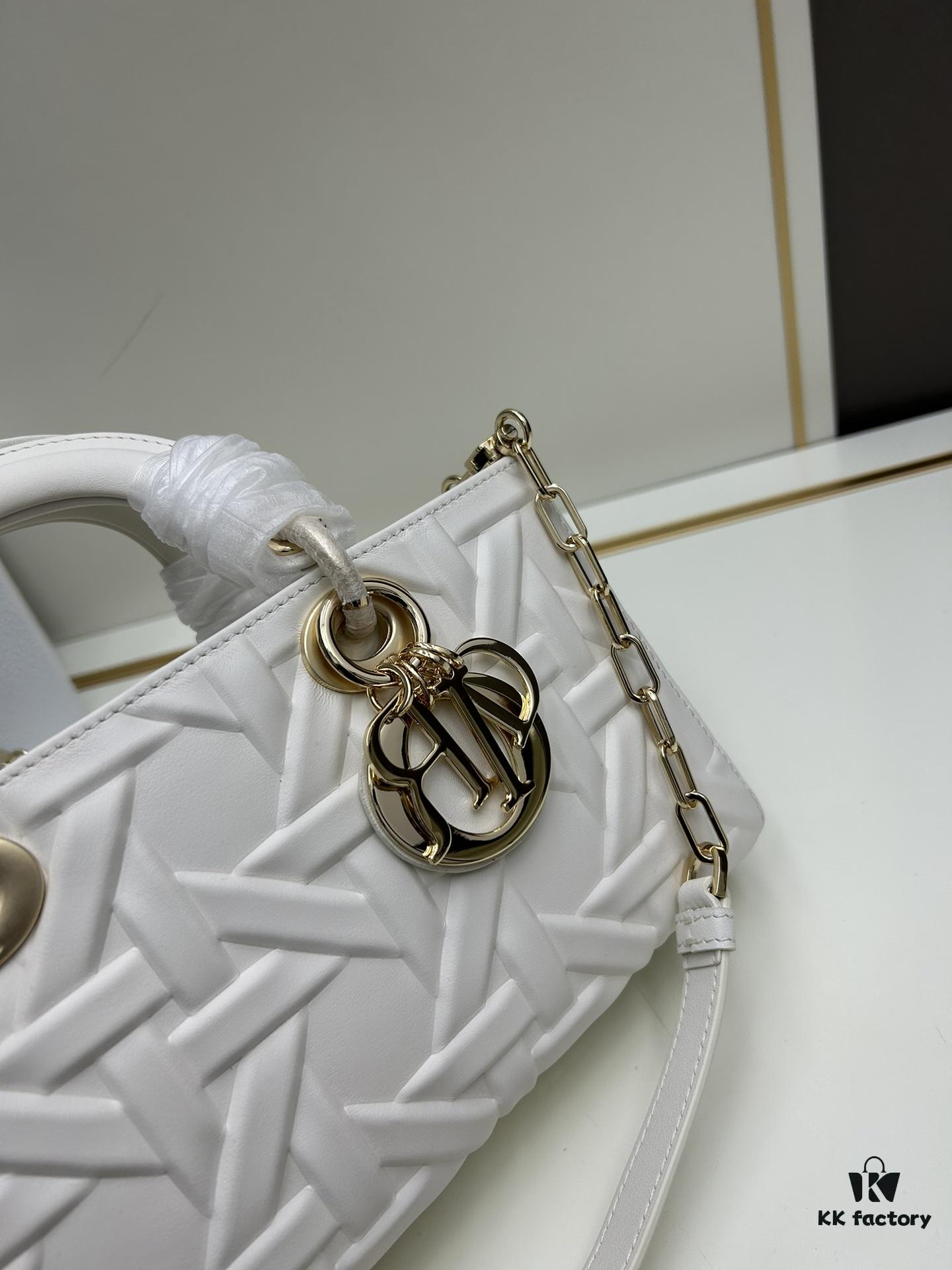 Dior Lady D-Joy Medium Handbag in Black Embossed Calfskin with Cannage Pattern