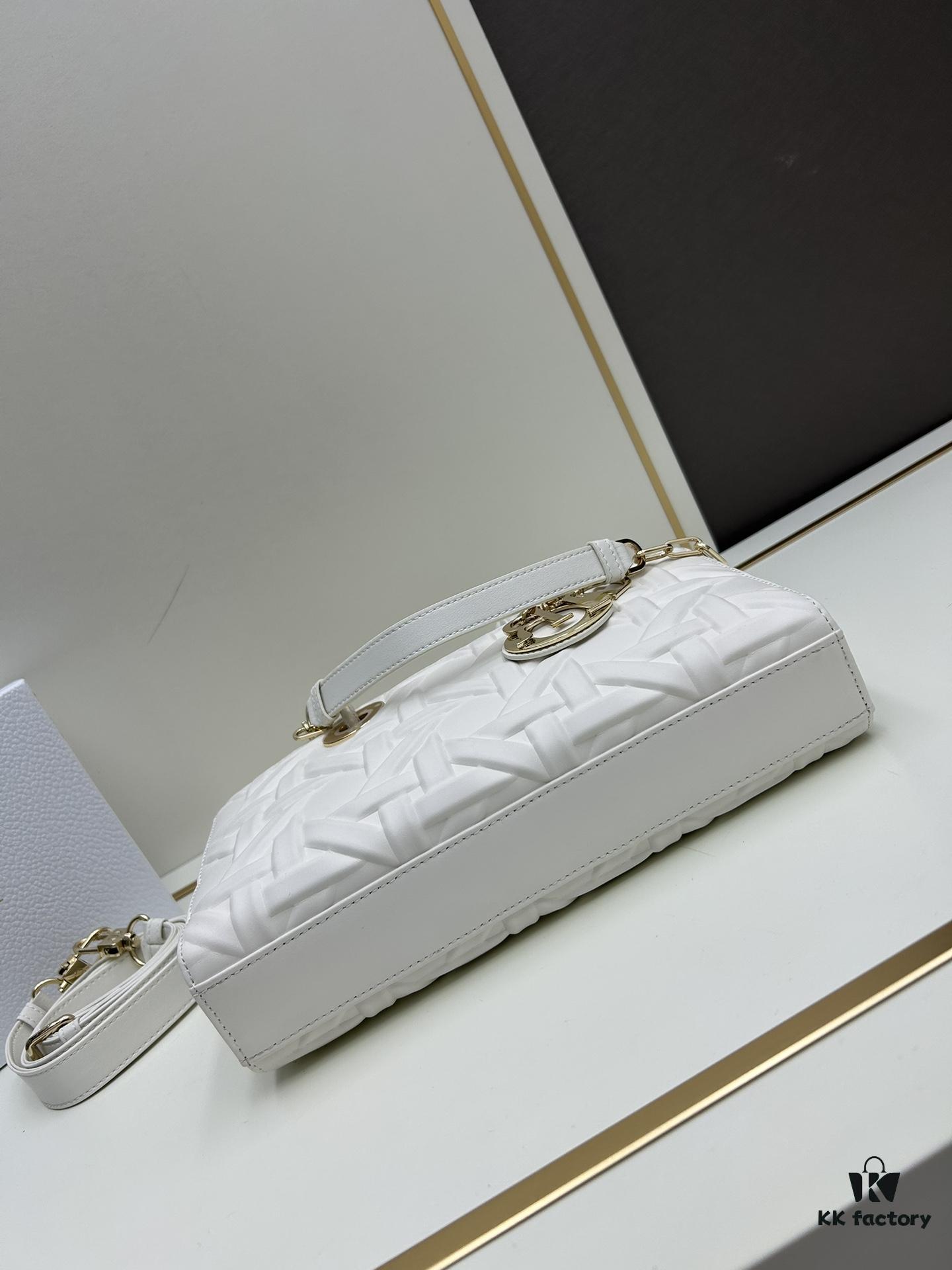 Dior Lady D-Joy Medium Handbag in Black Embossed Calfskin with Cannage Pattern