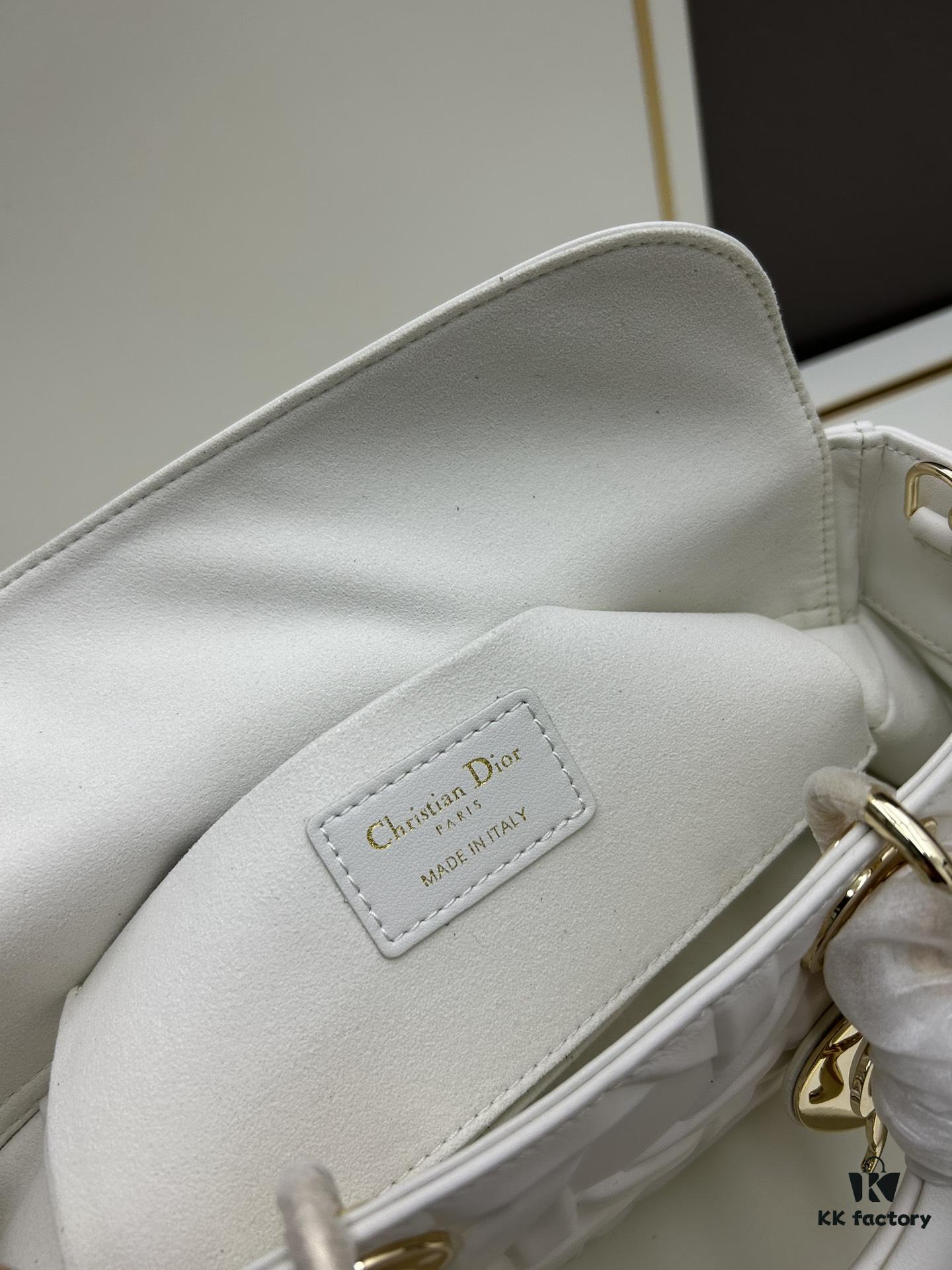 Dior Lady D-Joy Medium Handbag in Black Embossed Calfskin with Cannage Pattern