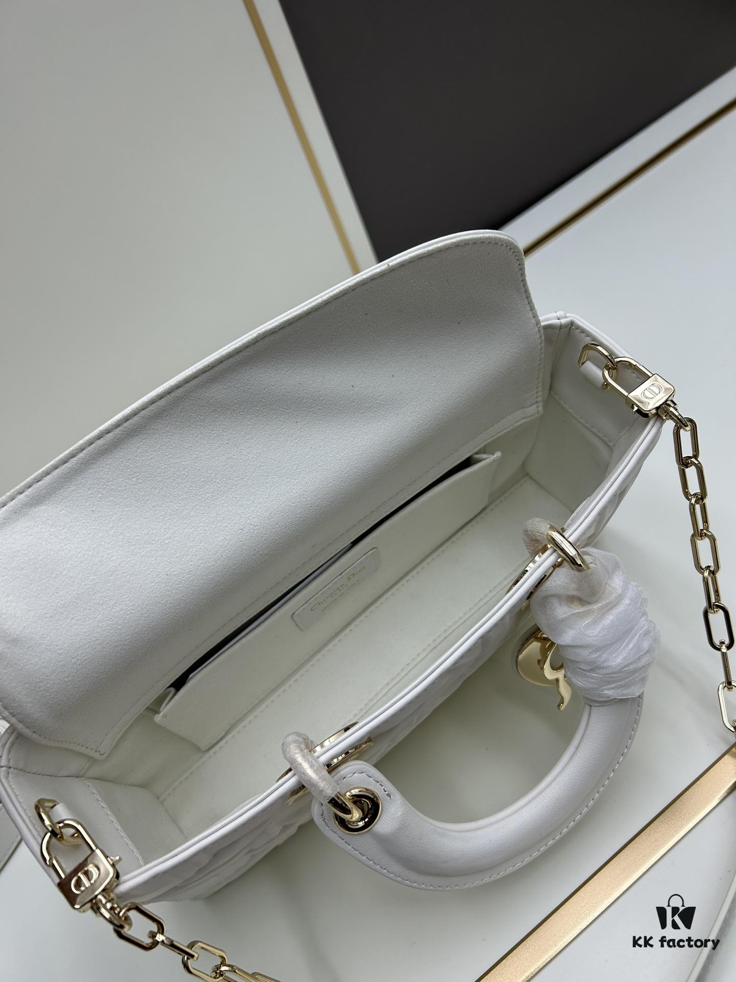 Dior Lady D-Joy Medium Handbag in Black Embossed Calfskin with Cannage Pattern