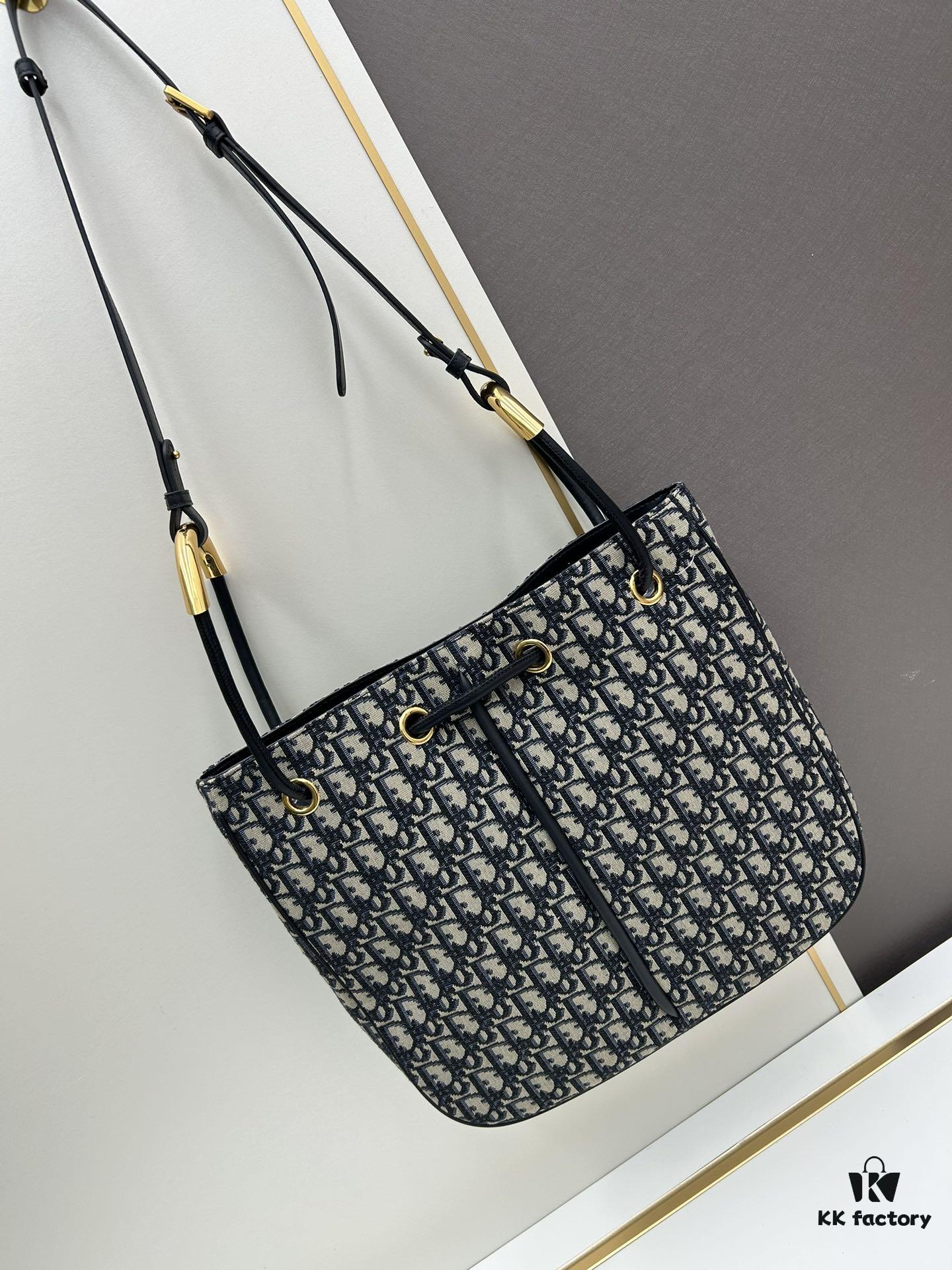 Large Full-Grain Leather Blue Cloth Dior Nolita Handbag from the 2024 Fall Ready-to-Wear Collection