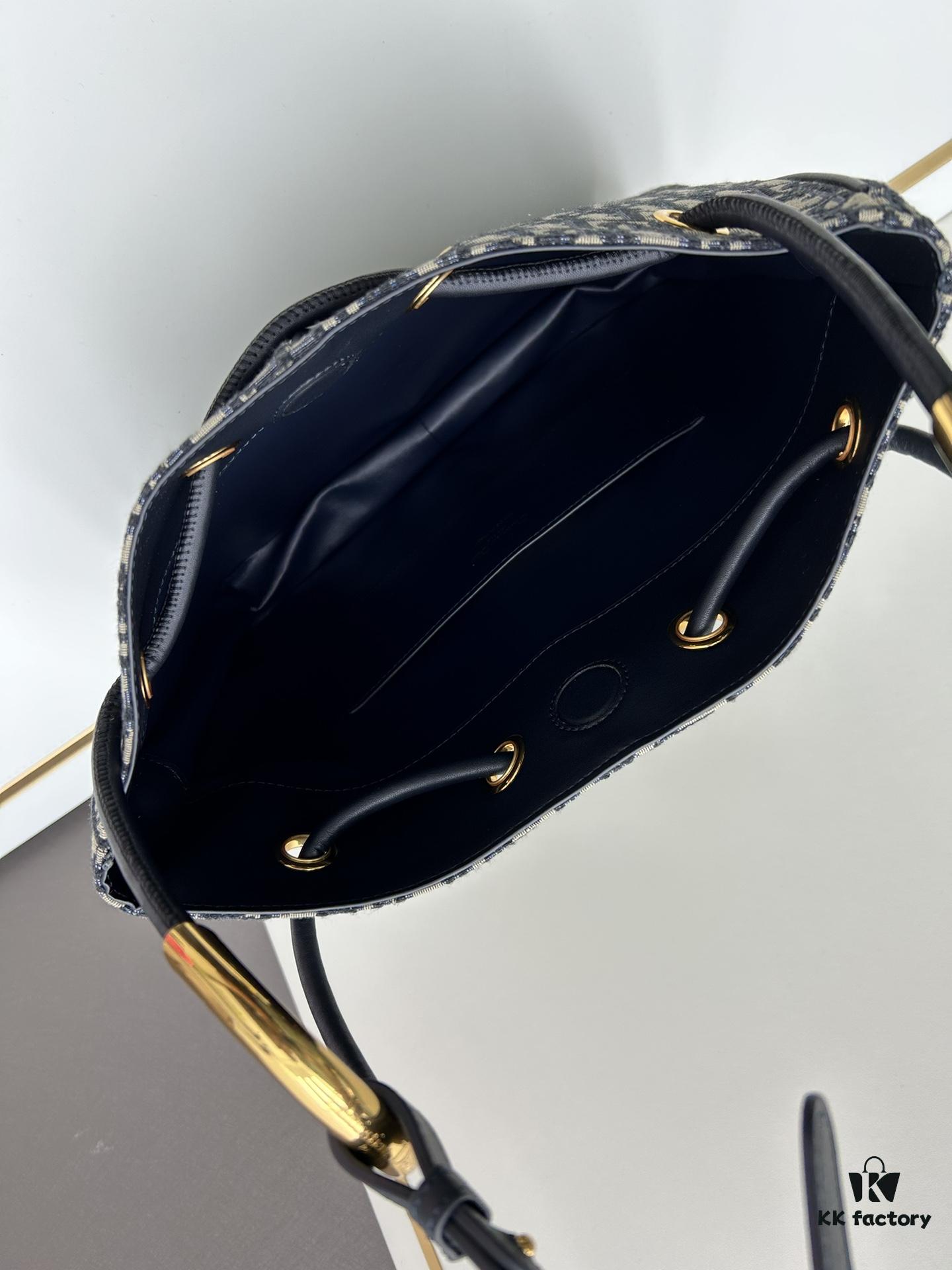 Large Full Leather Blue Cloth Dior Nolita Handbag from the 2024 Fall Ready-to-Wear Collection