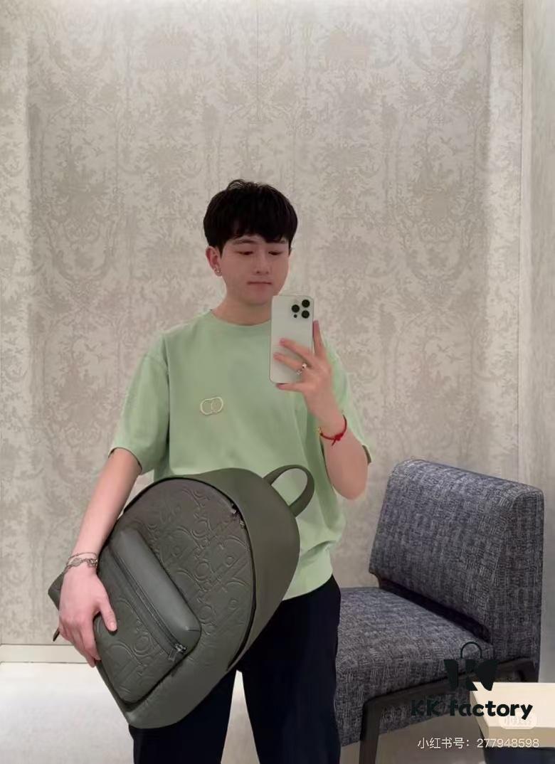 DIOR Dior Latest Model Backpack Autumn Winter New Arrival Embossed Leather with Classic Pattern