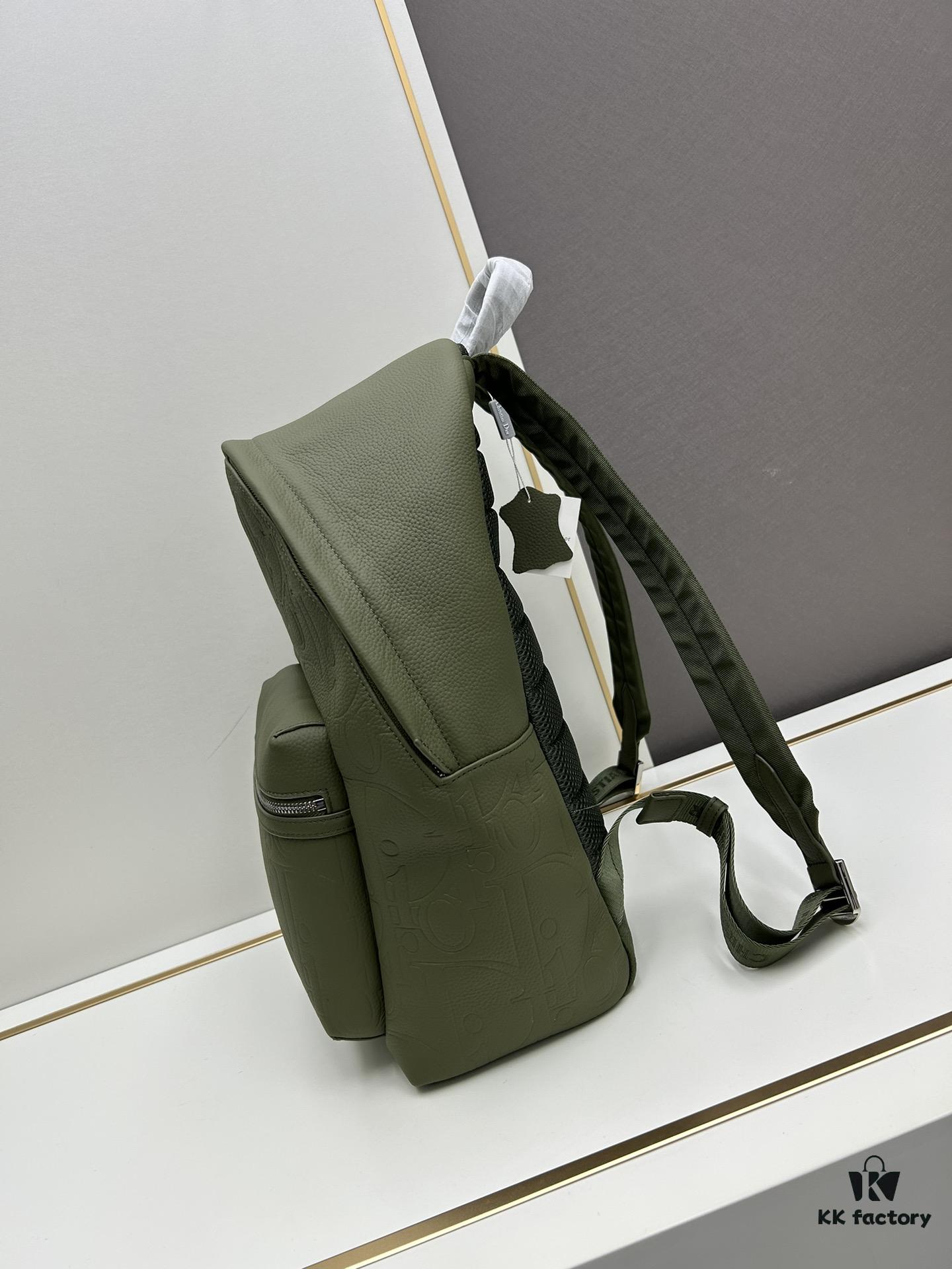 DIOR Dior Latest Model Backpack Large and Small, Official Website Synchronized Autumn-Winter New Arrival Featuring Embossed Classic Pattern on Black Calfskin Leather