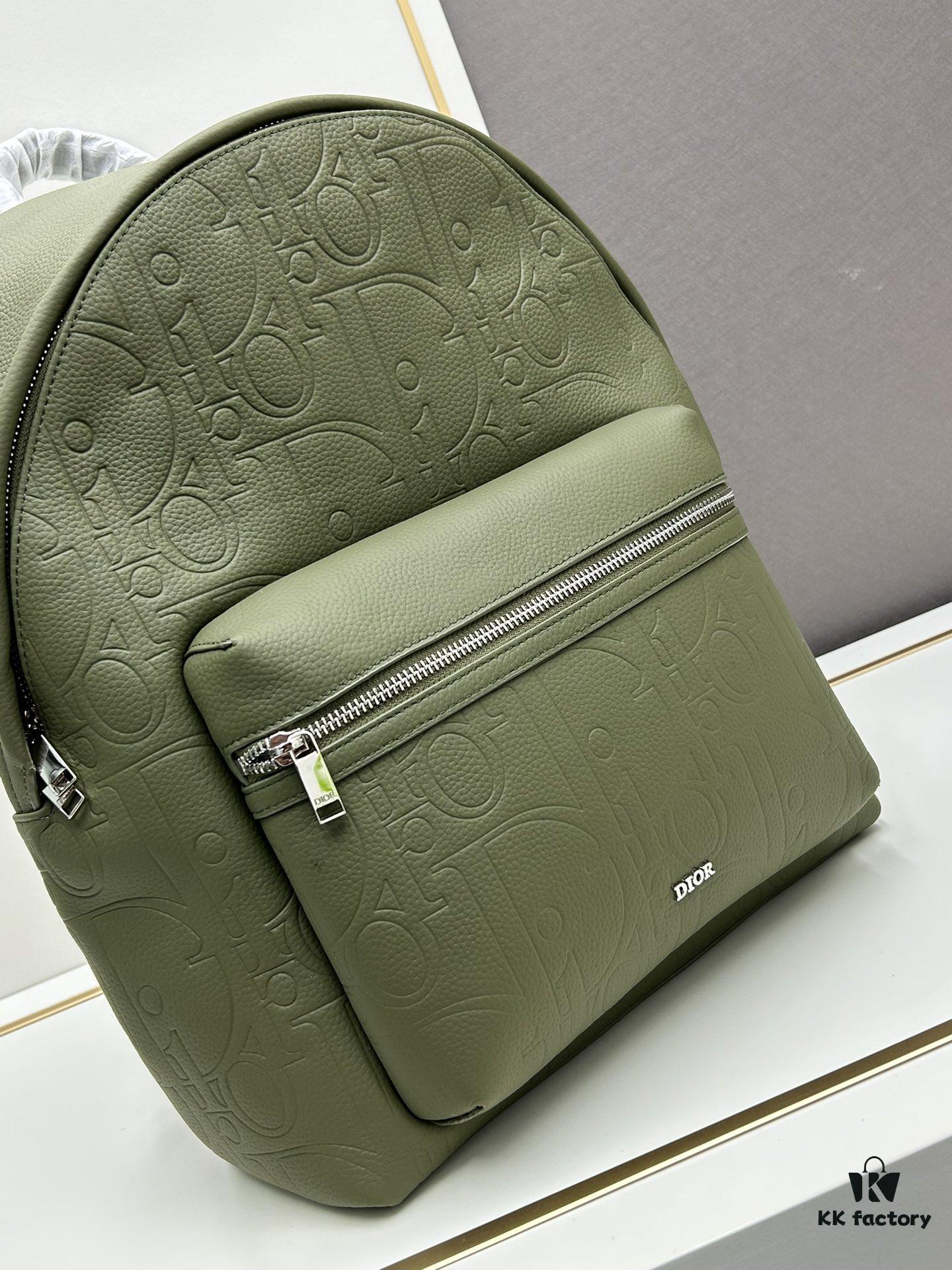 DIOR Dior Latest Model Backpack Large and Small, Official Website Synchronized Autumn-Winter New Arrival Featuring Embossed Classic Pattern on Black Calfskin Leather