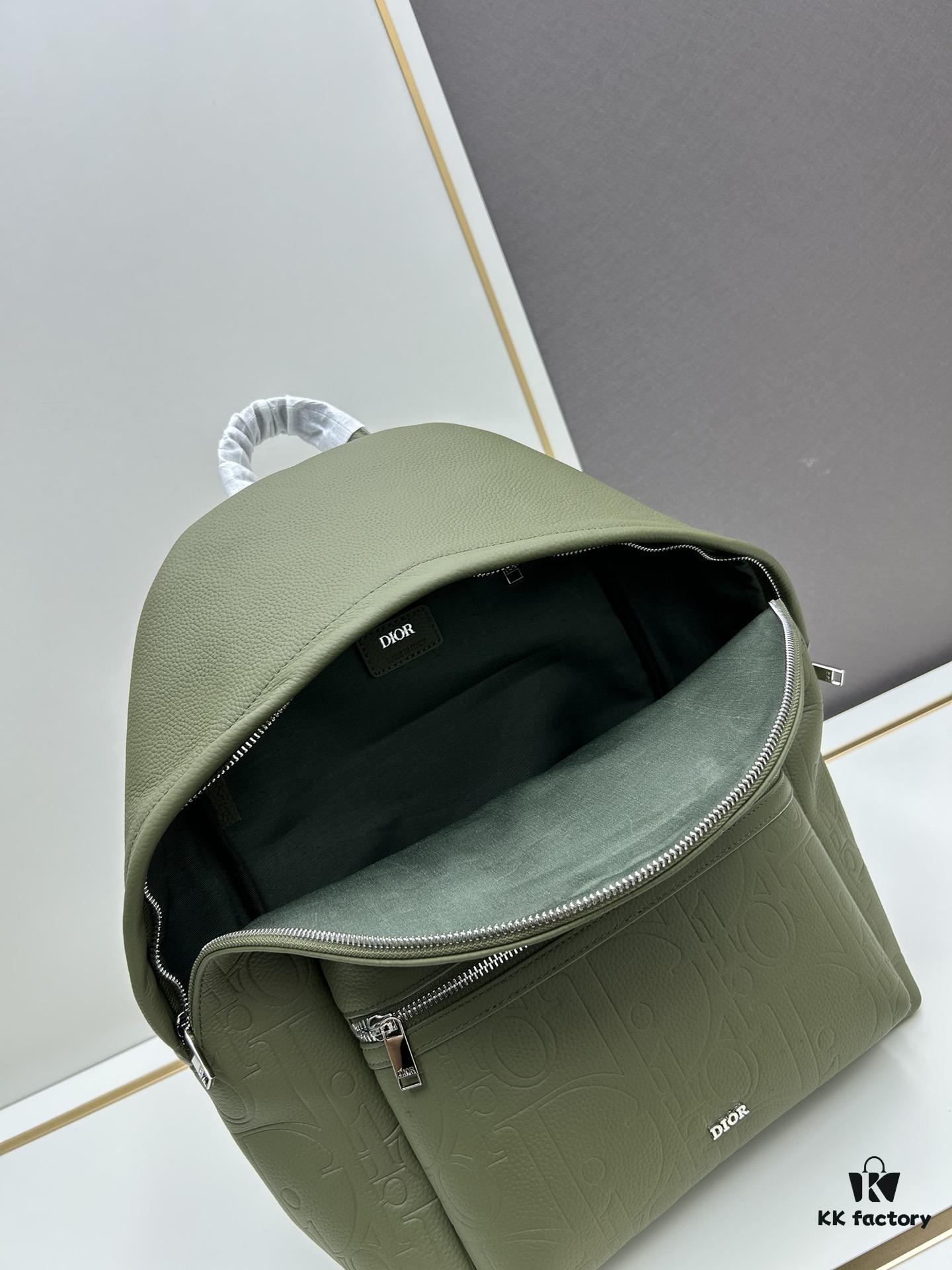 DIOR Dior Latest Model Backpack Large and Small, Official Website Synchronized Autumn-Winter New Arrival Featuring Embossed Classic Pattern on Black Calfskin Leather