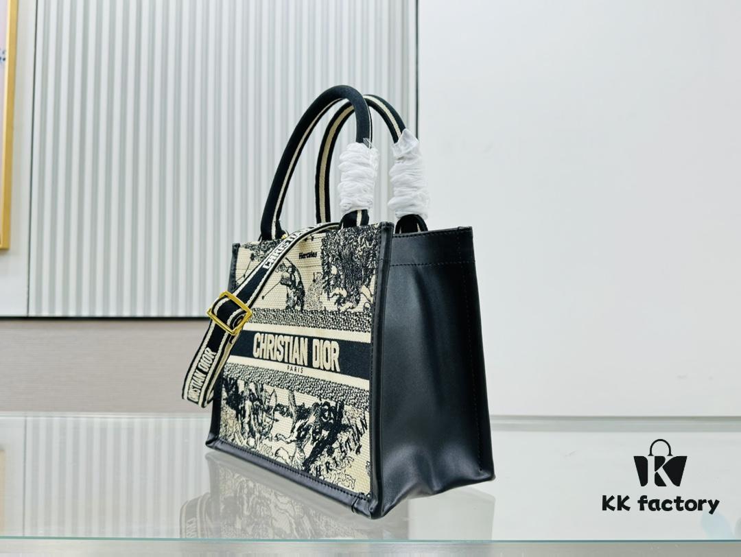 White Background with Black Bird, Small Size Dior Book Tote 24 Spring Collection