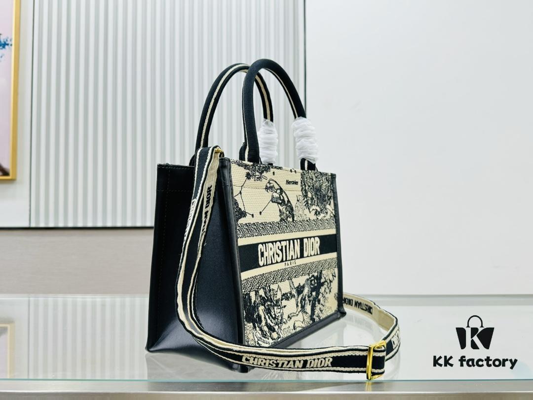 White Background with Black Bird, Small Size Dior Book Tote 24 Spring Collection