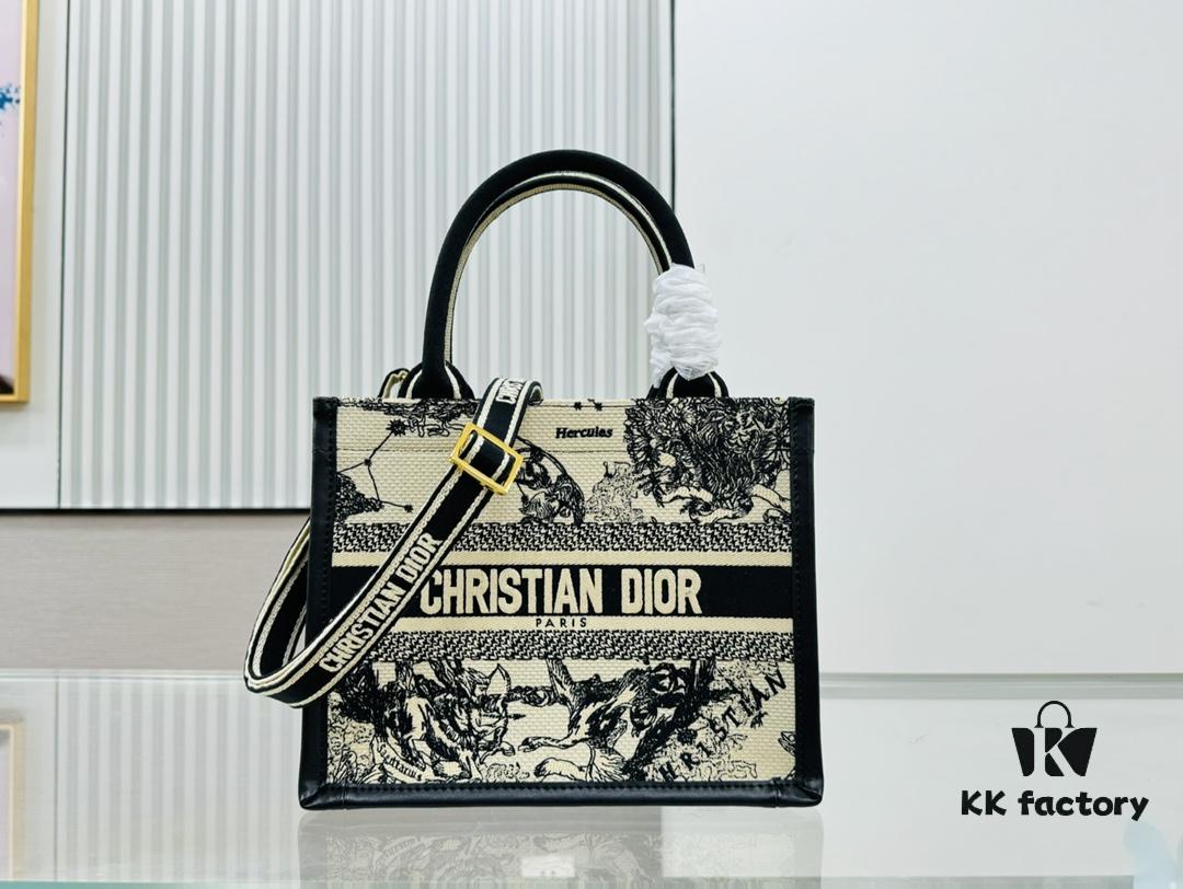 White Background with Black Bird, Small Size Dior Book Tote 24 Spring Collection