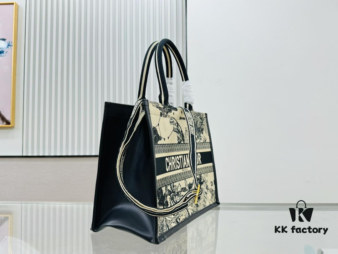 White Background with Black Bird, Medium Size Dior Book Tote 24 Early Spring New Arrival