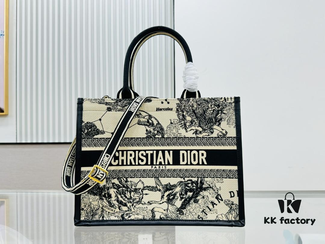 White Background with Black Bird, Medium Size Dior Book Tote 24 Early Spring New Arrival