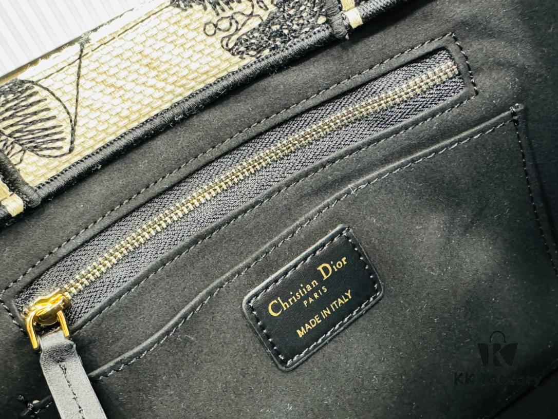 White Background with Black Bird, Small Size Dior Book Tote 24 Spring Collection