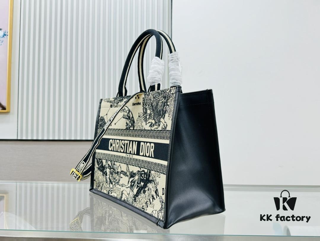 White Background with Black Bird, Medium Size Dior Book Tote 24 Early Spring New Arrival