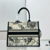 White Background with Black Bird, Medium Size Dior Book Tote 24 Early Spring New Arrival