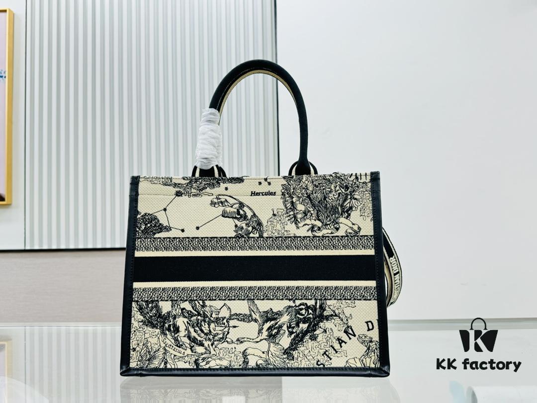 White Background with Black Bird, Medium Size Dior Book Tote 24 Early Spring New Arrival