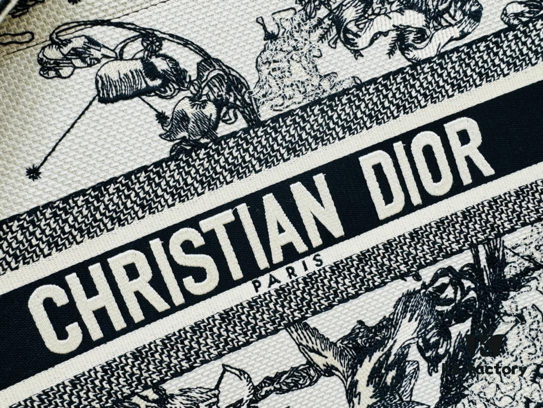 White Background with Black Bird, Medium Size Dior Book Tote 24 Early Spring New Arrival