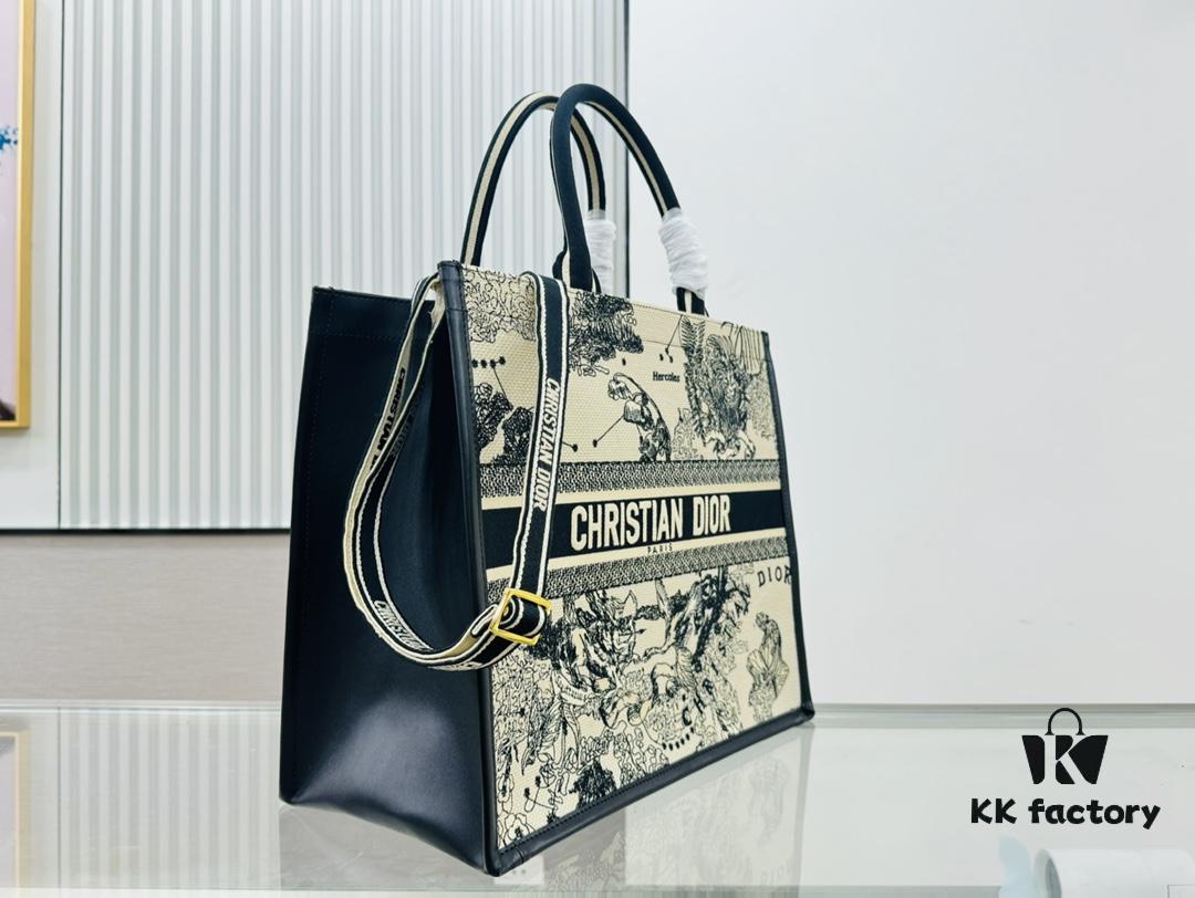White Background with Black Bird, Large Size DIOR Book Tote 24 Spring Collection New Arrival