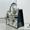White Background with Black Bird, Large Size DIOR Book Tote 24 Spring Collection New Arrival