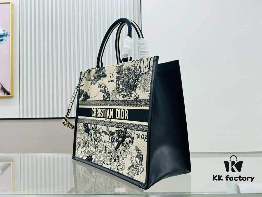 White Background with Black Bird, Large Size DIOR Book Tote 24 Spring Collection New Arrival