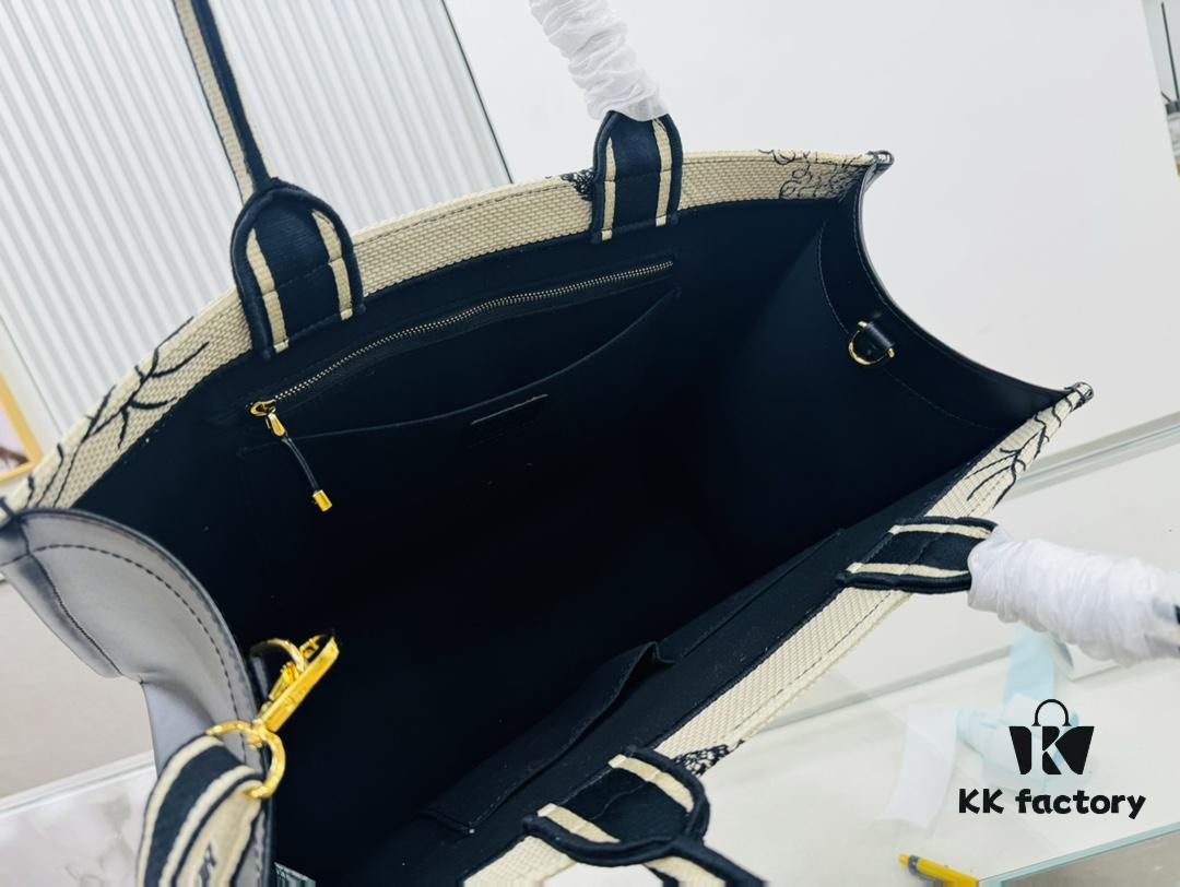 White Background with Black Bird, Large Size DIOR Book Tote 24 Spring Collection New Arrival