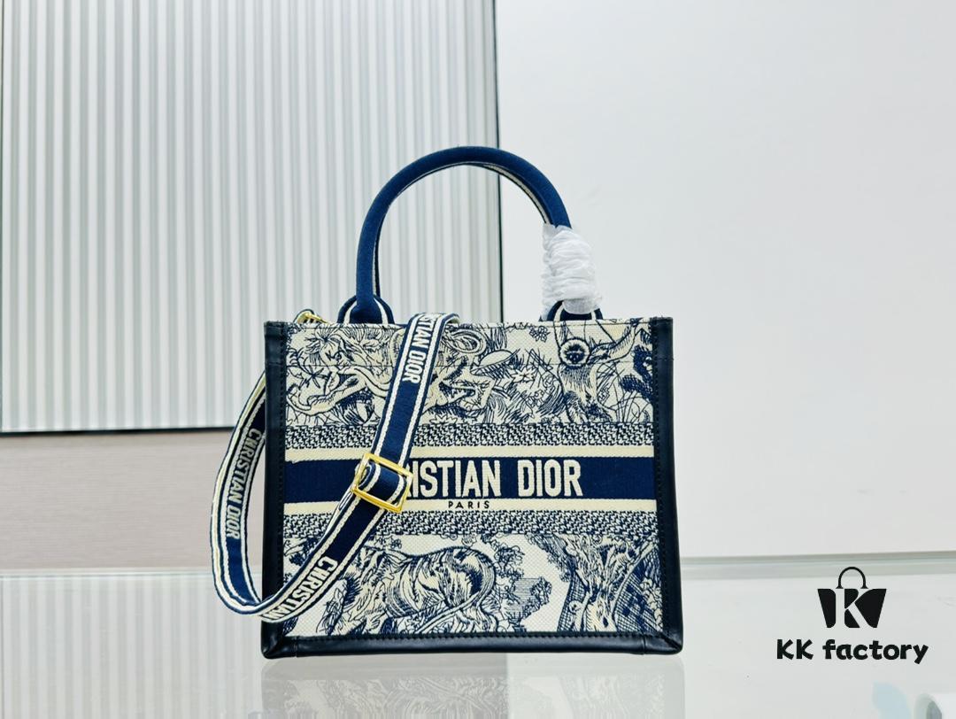 White with Blue Tiger, Small Size Dior Book Tote24 Spring Collection