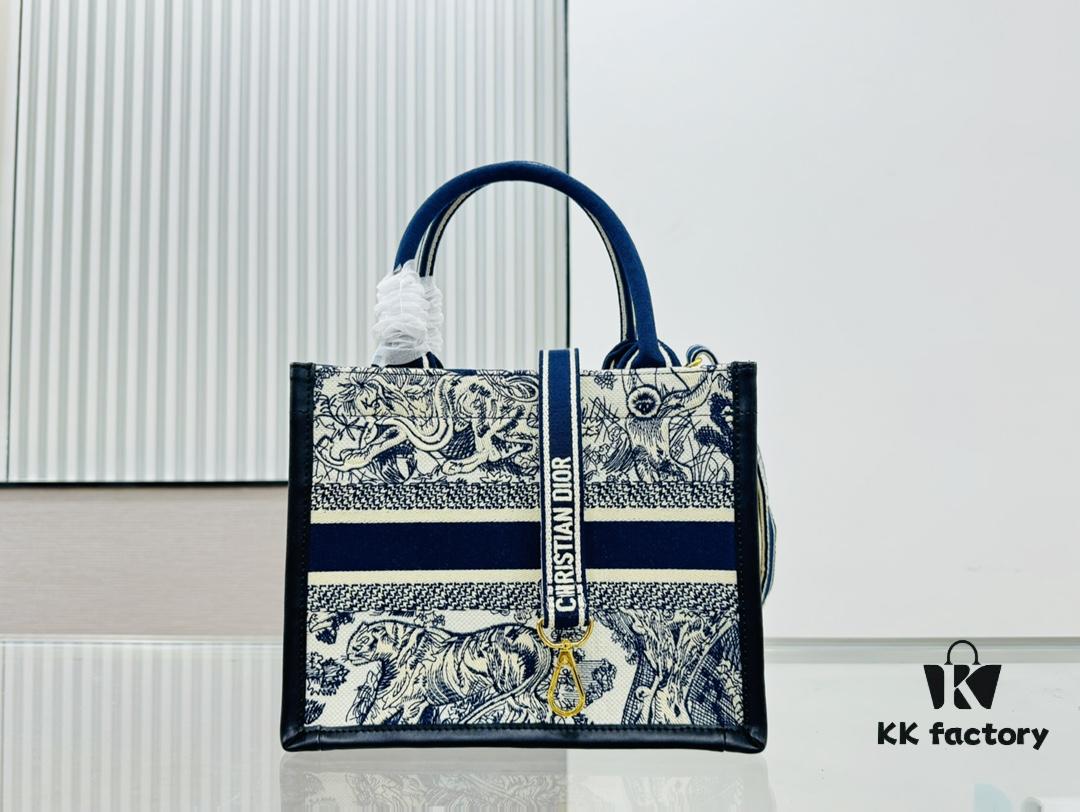 White with Blue Tiger, Small Size Dior Book Tote24 Spring Collection