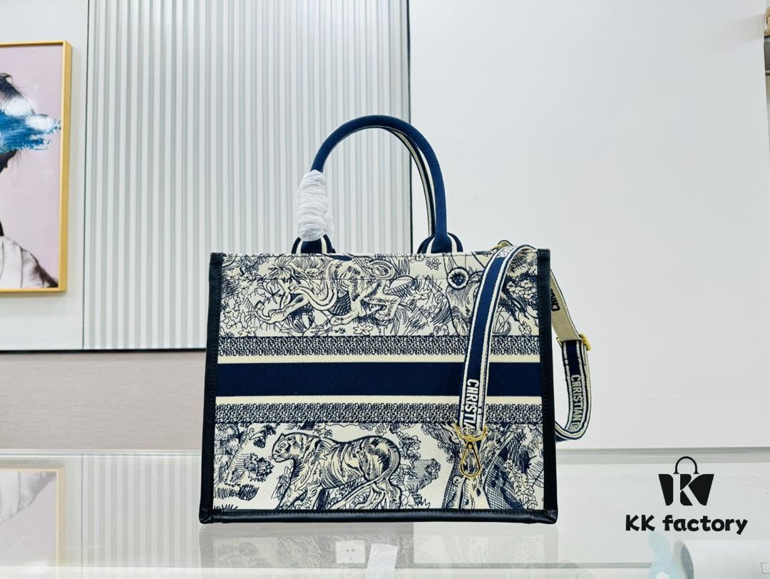 White with Blue Tiger, Medium Size Dior Book Tote 24 Spring/Summer New Arrival