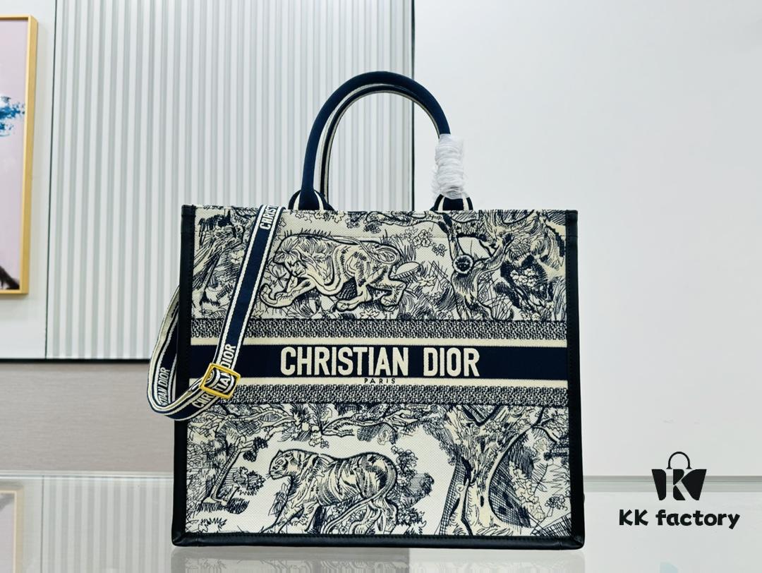 White with Blue Tiger, Large Size Dior Book Tote 24 Spring/Summer New Arrival