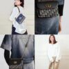 DIOR Top-Quality Genuine Leather Blue Oblique Print 30 Montaigne Avenue East-West Chain Handbag