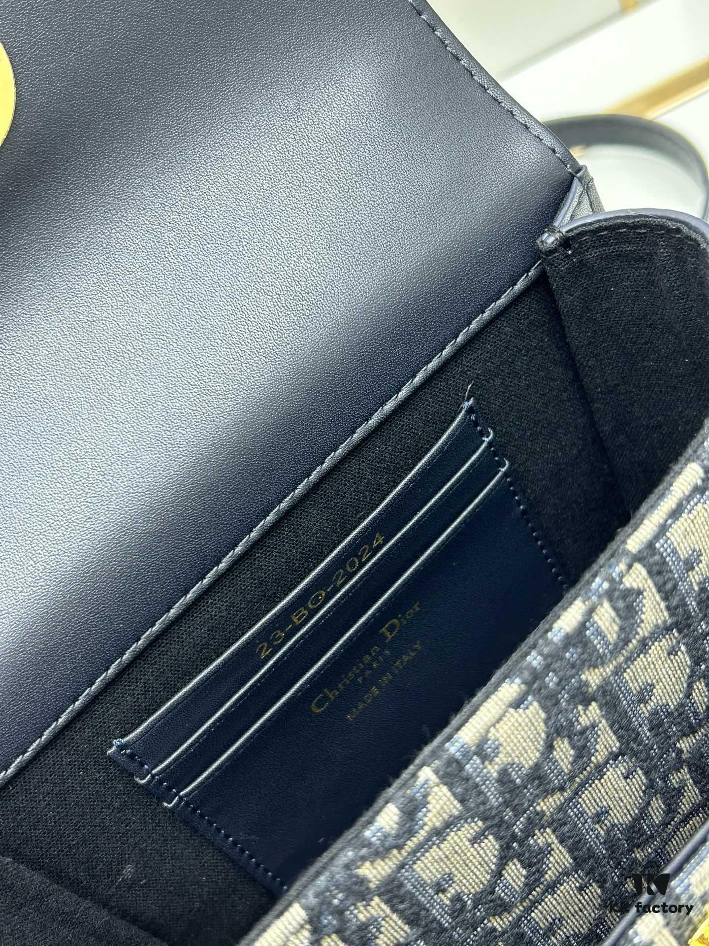 DIOR 30 Montaigne Avenue East-West Chain Handbag in Blue Oblique Canvas with Leather Trim