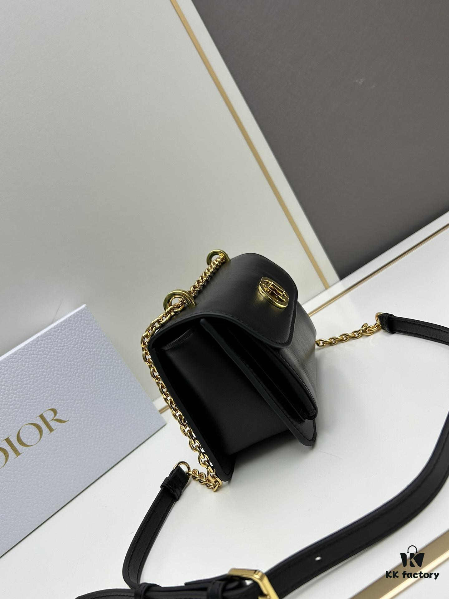 DIOR Top-Quality Genuine Leather Blue Oblique Print 30 Montaigne Avenue East-West Chain Handbag