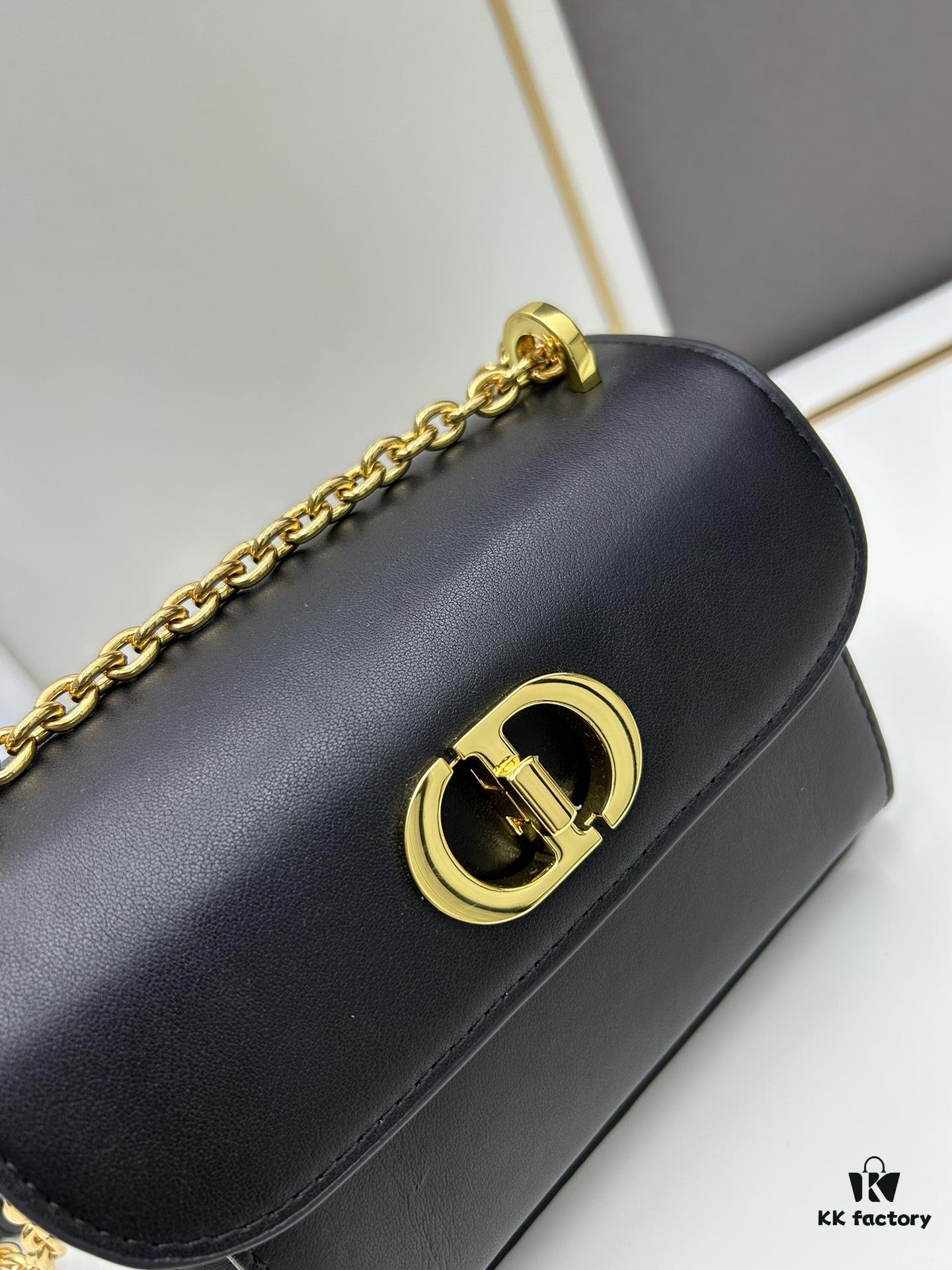 DIOR Top-Quality Genuine Leather Blue Oblique Print 30 Montaigne Avenue East-West Chain Handbag