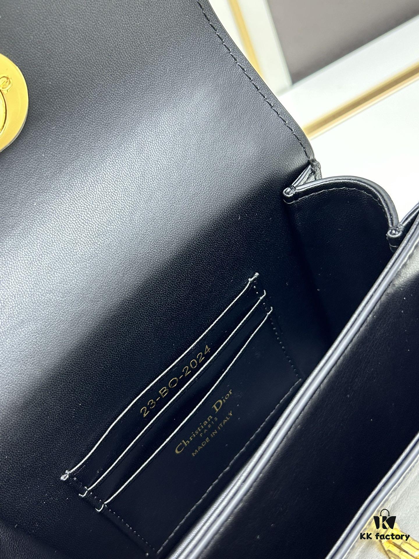 DIOR Top-Quality Genuine Leather Blue Oblique Print 30 Montaigne Avenue East-West Chain Handbag