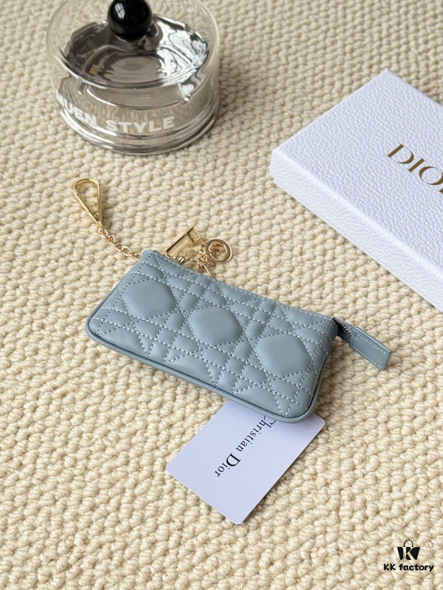 Mini Zip Pouch and Keychain Made of Lambskin, Dior Caro Card Holder