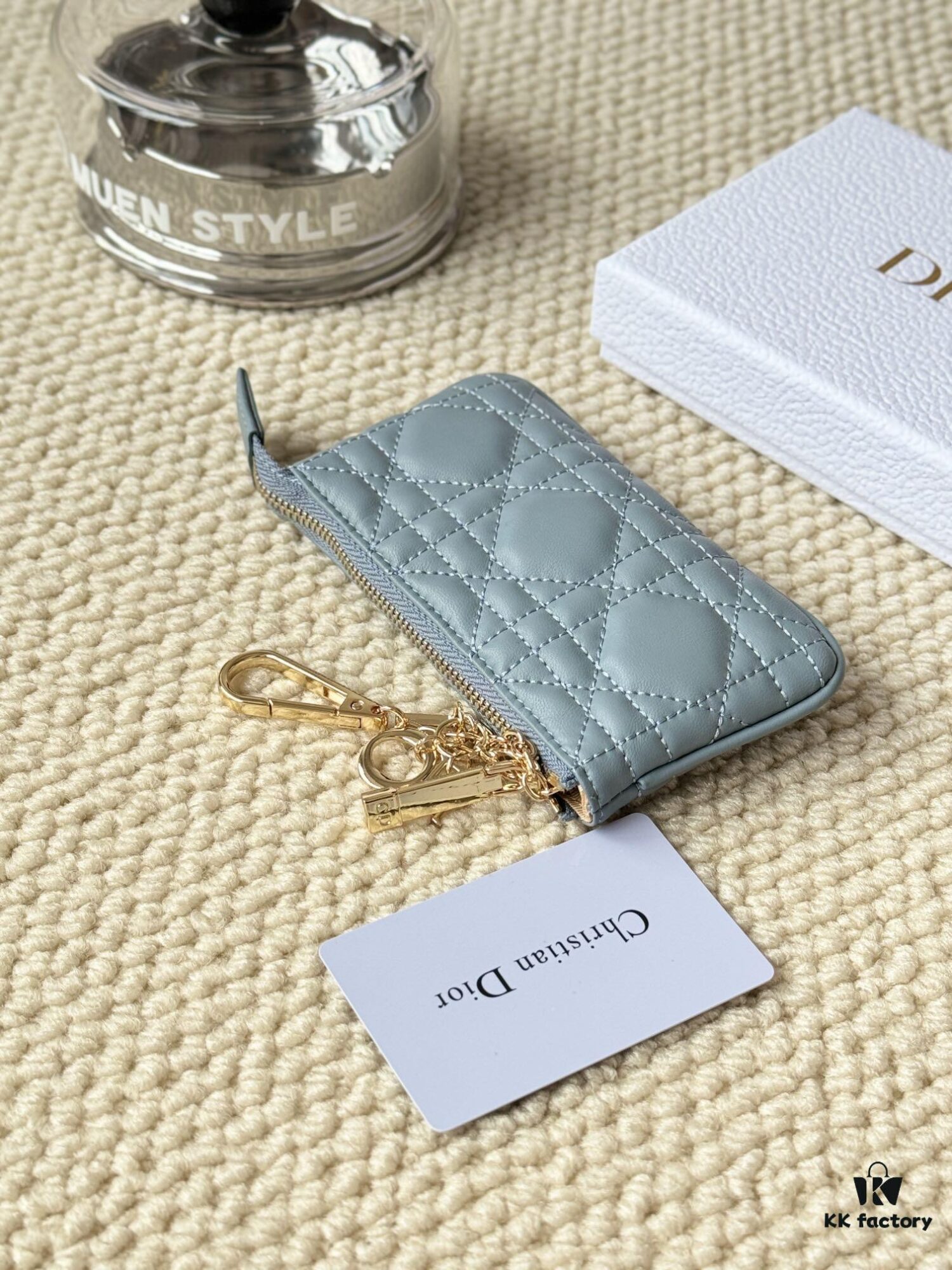 Mini Zip Pouch and Keychain Made of Lambskin, Dior Caro Card Holder
