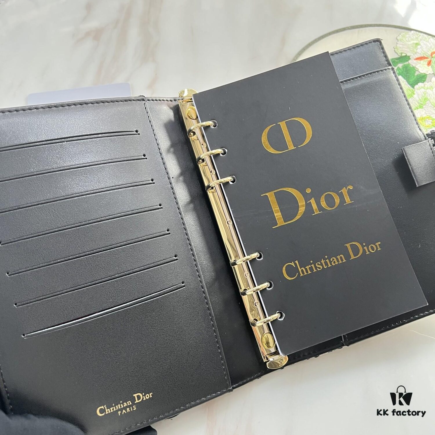 Dior Notebook, Counter Model, Fine Smooth Material, Impeccable Craftsmanship, Built-in Card Slots and Dividers, Made from Imported Italian Lamb Leather