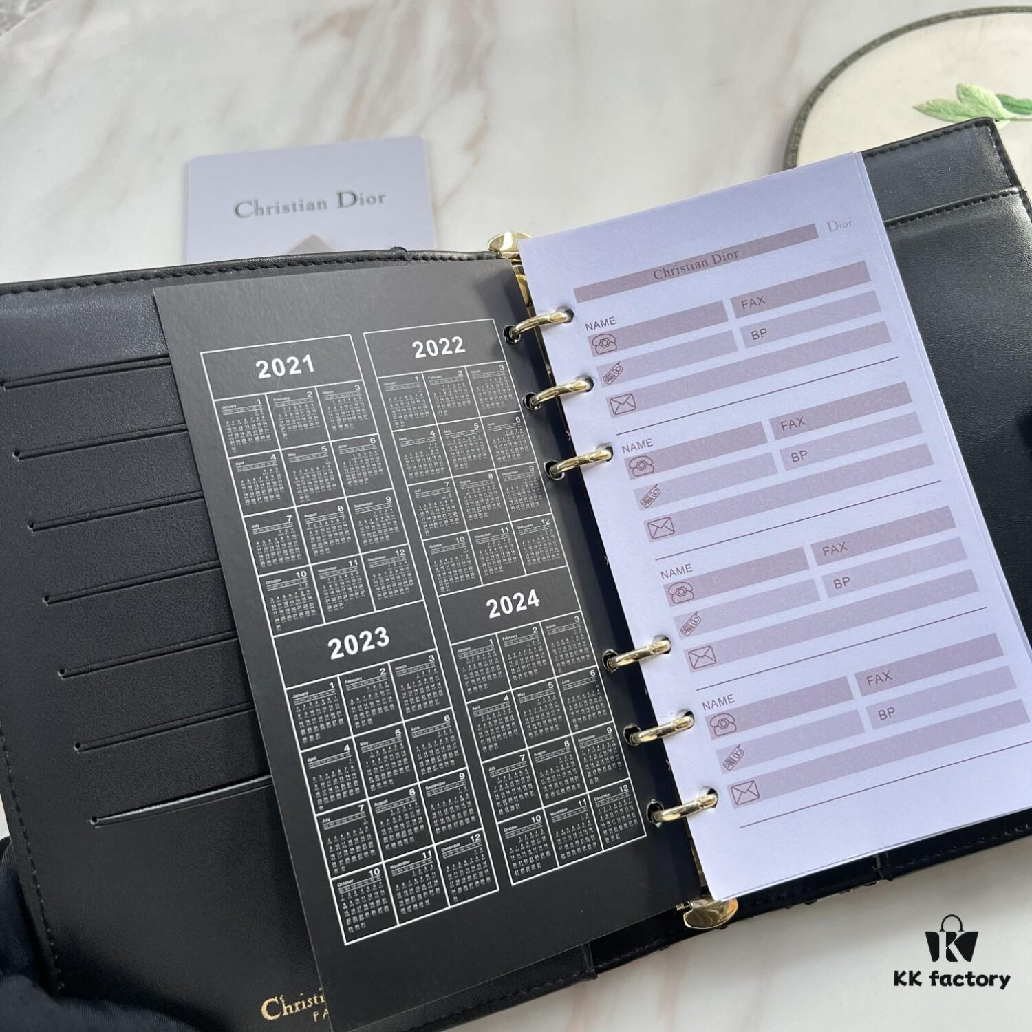Dior Notebook, Counter Model, Fine Smooth Material, Impeccable Craftsmanship, Built-in Card Slots and Dividers, Made from Imported Italian Lamb Leather