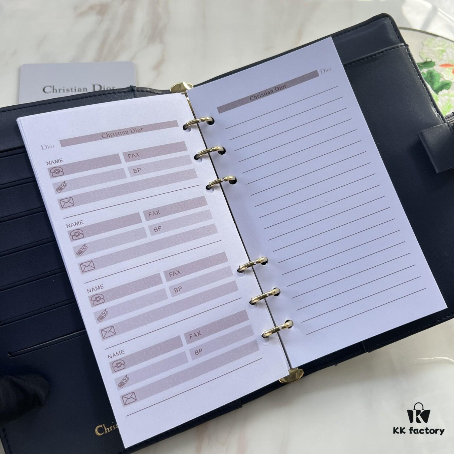 Dior Notebook - Counter Style, Fine and Smooth Material, Impeccable Craftsmanship, Interior Card Slots, Italian Lambskin Import, Size 15x19x4cm