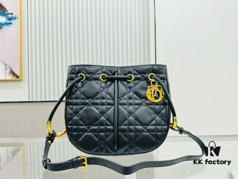 Dior Nolita Medium Bag in Black Lambskin with Cannage Quilting