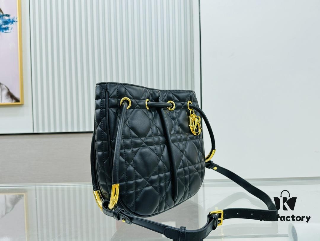 Dior Nolita Medium Bag in Black Lambskin with Cannage Quilting