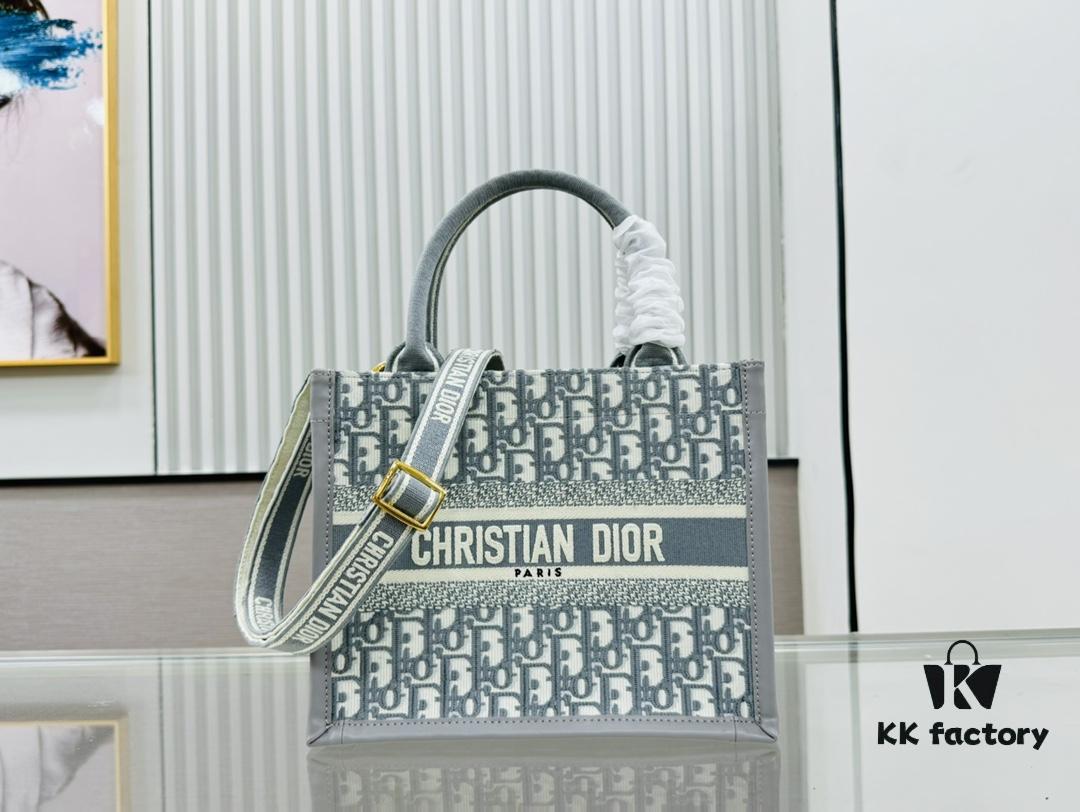 Gray D Leather Trim Small DIOR Book Tote 24 Early Spring New Arrival