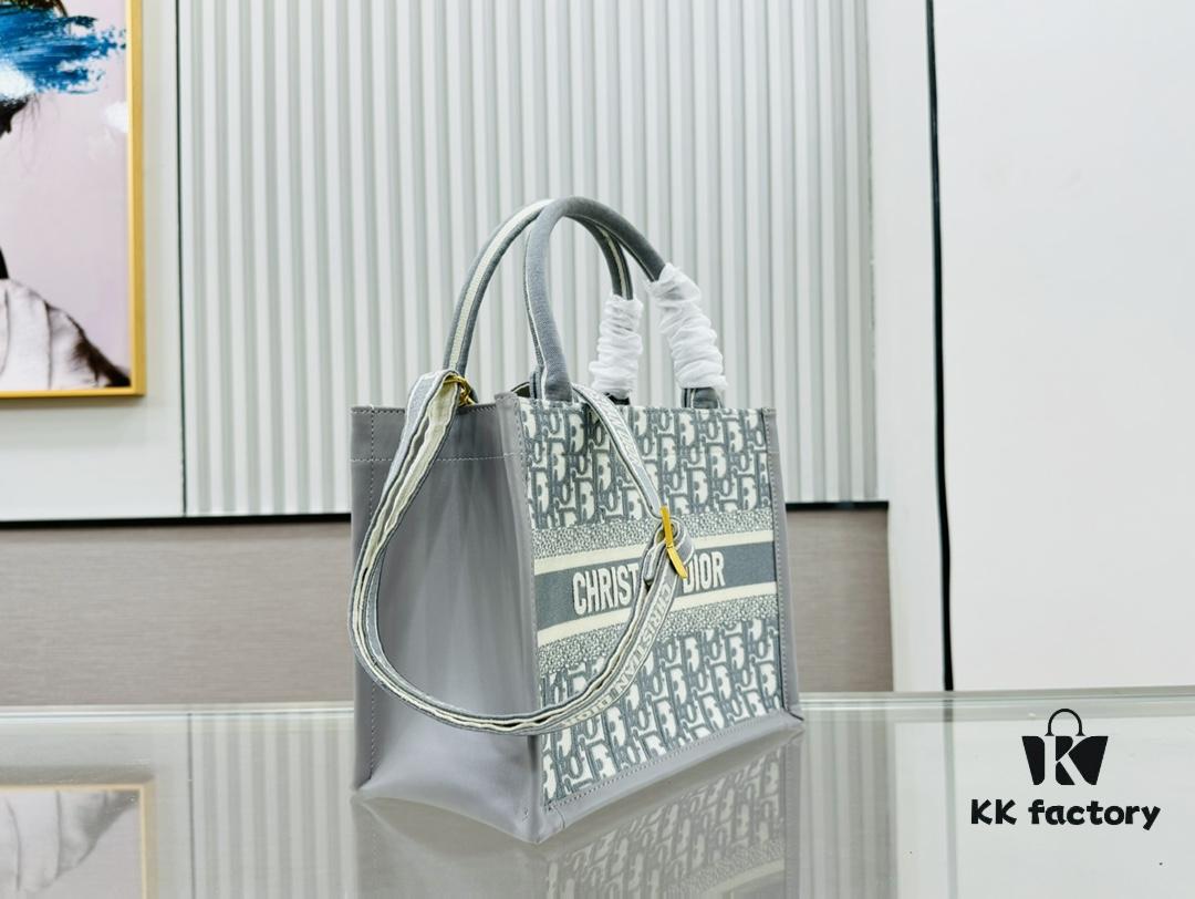 Gray D Leather Trim Small DIOR Book Tote 24 Early Spring New Arrival