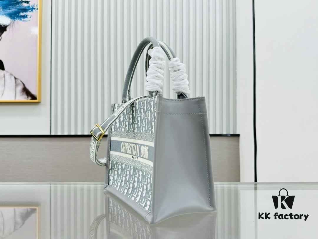 Gray D Leather Trim Small DIOR Book Tote 24 Early Spring New Arrival